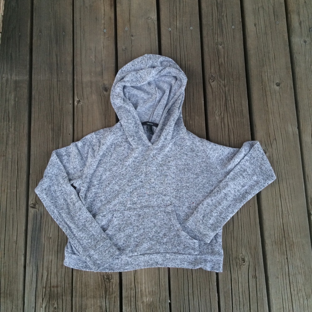 LONG SLEEVE CROP TOP HOODIE - Picture 1 of 2